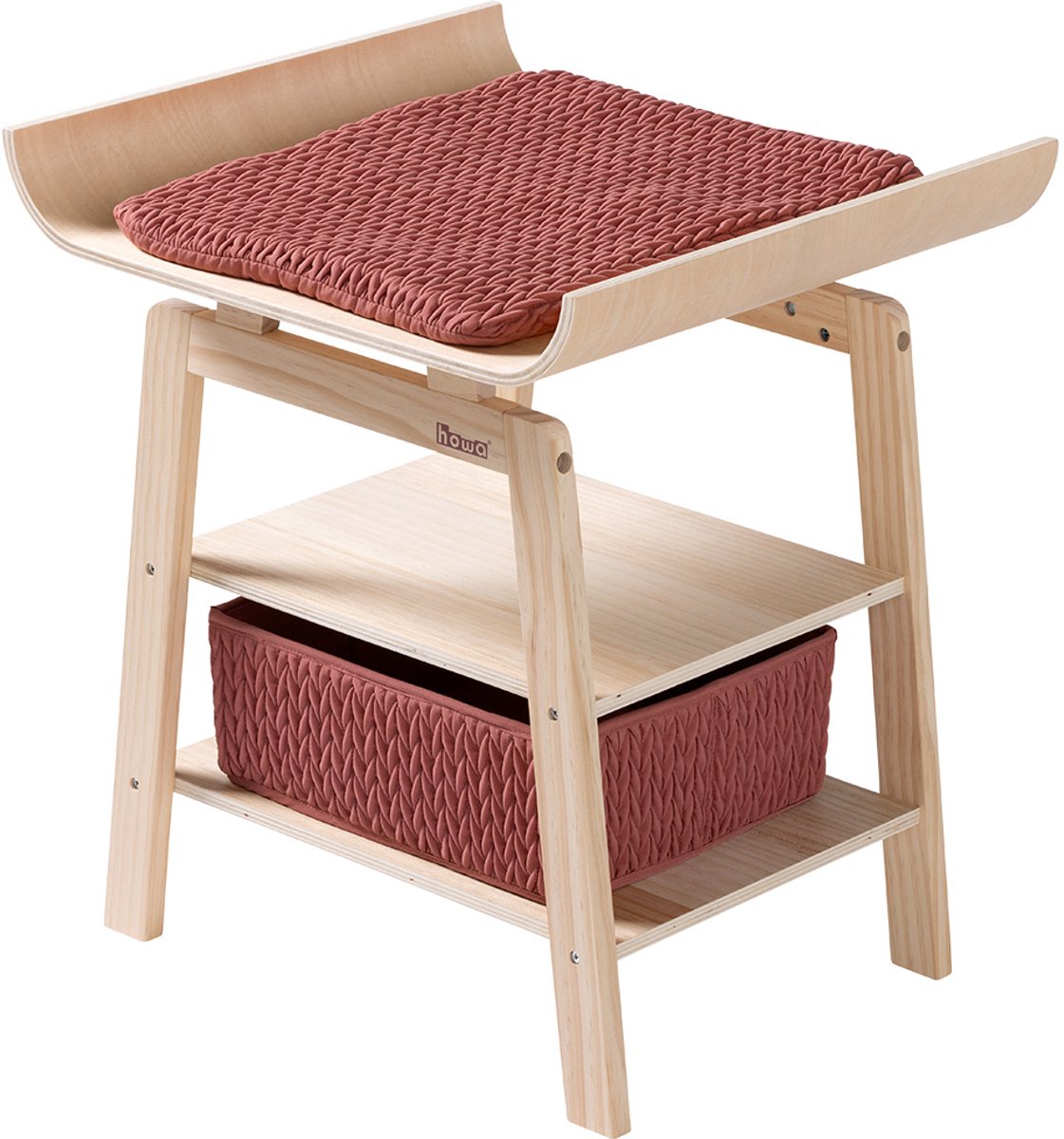howa Houten Poppen Commode "grace" met Accessoires - Verschoontafel voor Poppen met Plank, Opbergmand & Gewatteerd Aankleedkussen 2770