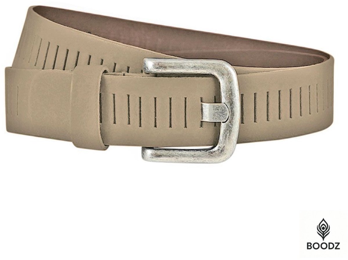 Boodz Leren Gleufjes Riem 4 cm Taupe | Maat 85
