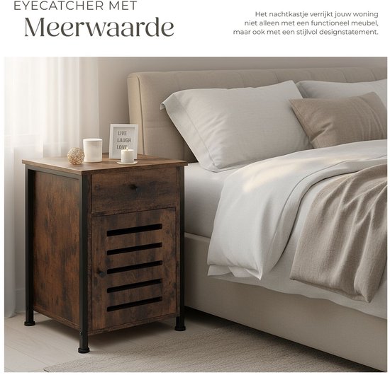 tectake - Table de chevet Waterford - 40x42x60.5cm - industriel - marron foncé - 404724