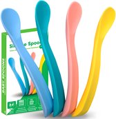 HI NATURE™ Baby lepeltjes - Siliconen babylepel (4 stuks) - 100% BPA vrij eetlepel - Baby lepeltjes - Siliconen babylepel met zachte boord - babybestek oefenlepel