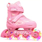 Patins à roues alignées Suotu - Taille 34-37 - Roues lumineuses - Patins réglables - S79 - Rose - S