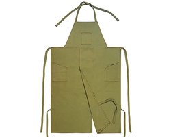 Canvas schort, waterafstotende lange broek met split benen kapsel, schort met zakken, groen
