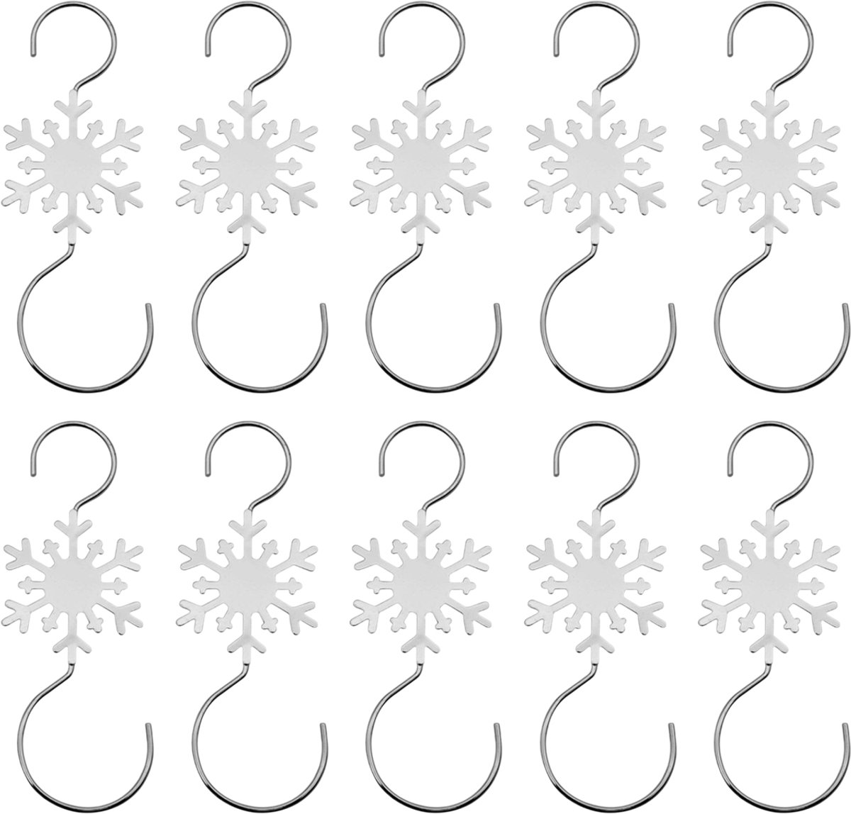 QTTVBTNA 10 stuks kerst sokhouders - metalen ophanghaken - decoratieve haak voor kerstboom, open haard & tafel - geen spijkers nodig - goud/zilver - groot formaat