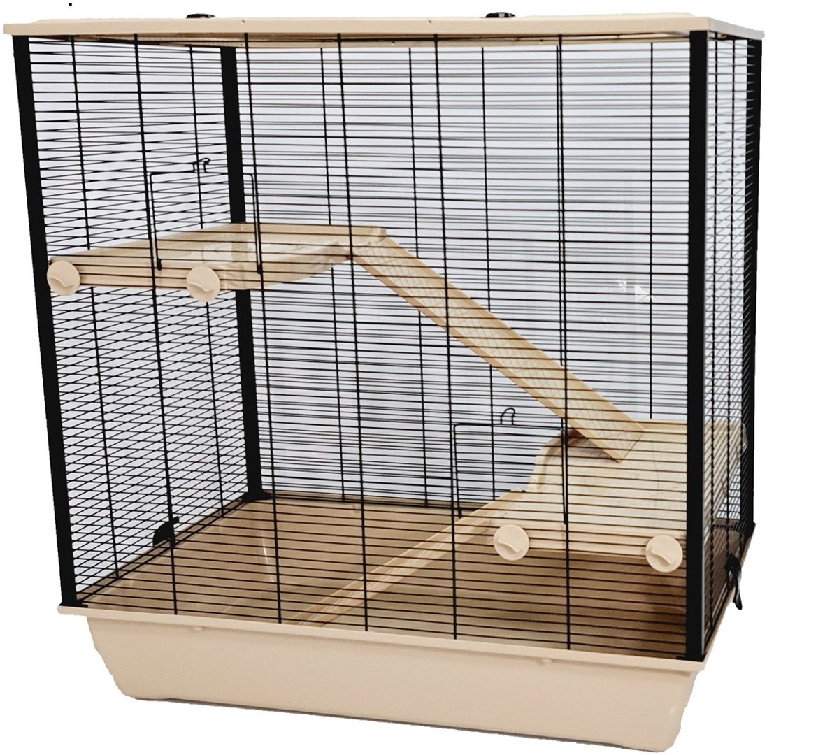 INTER-ZOO Frodo - Knaagdierkooi - Beige - 78x48x80 cm - Kunststof & Metaal - Ruim, Licht en Onderhoudsvriendelijk