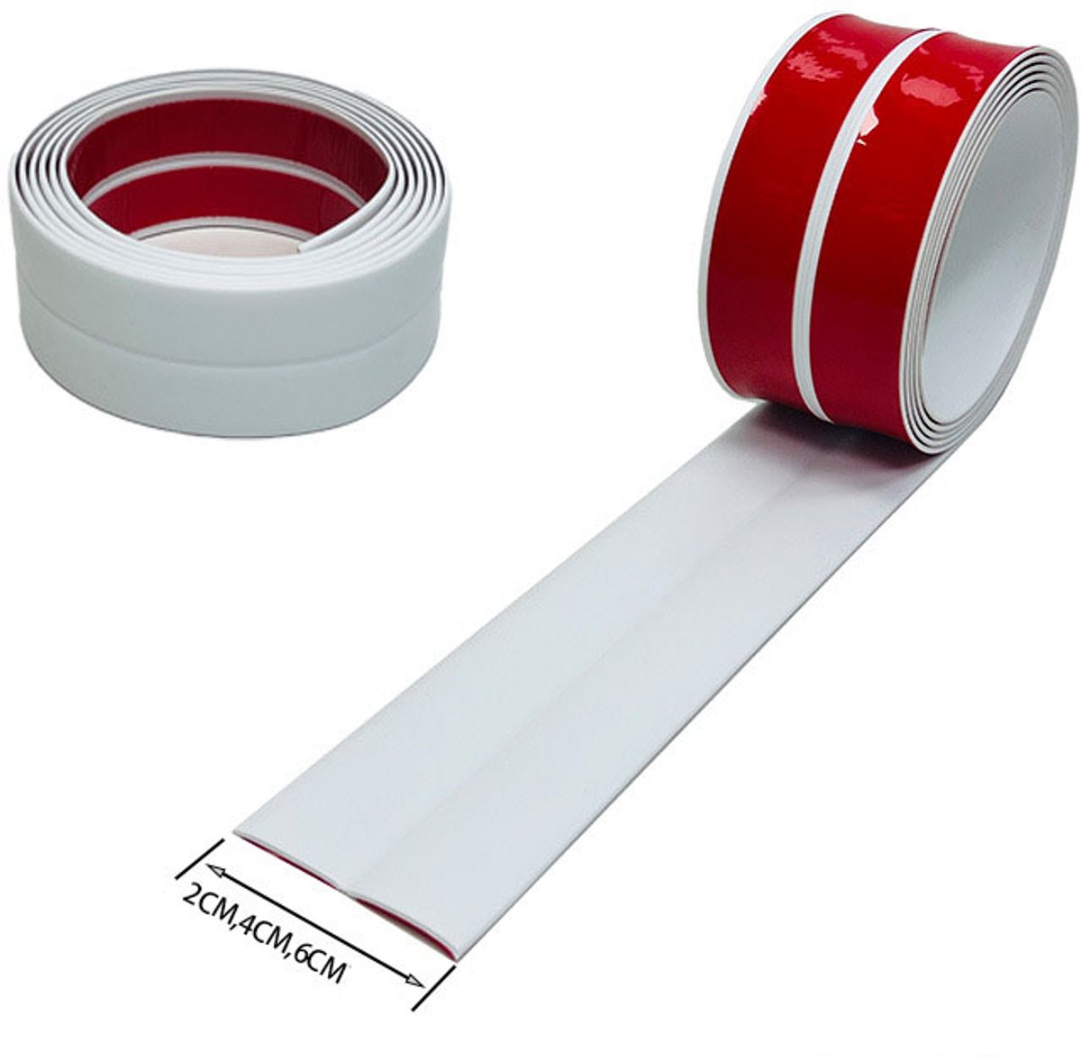 PVC-randstroken voor houten vloeren, zelfklevende randstroken voor tegels, randnaden en voegen - wit, 3 meter * 6 cm