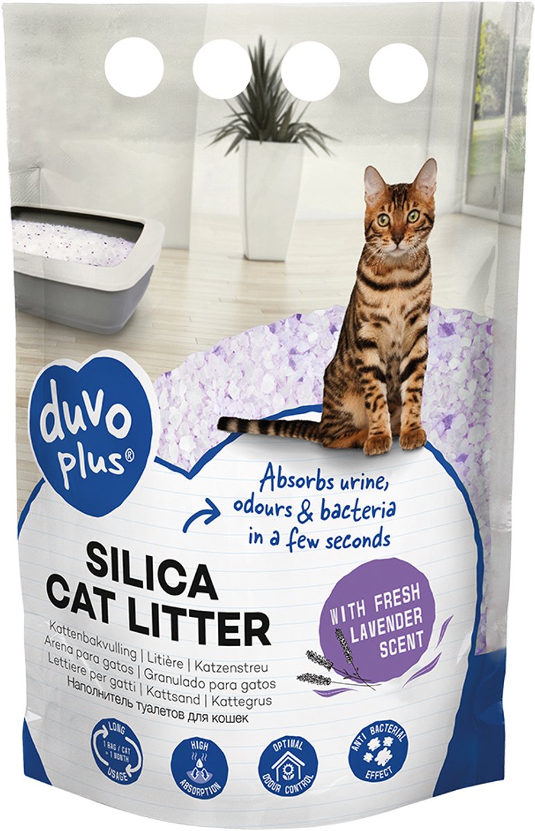 Kattenbakvulling Premium Silica Lavendel