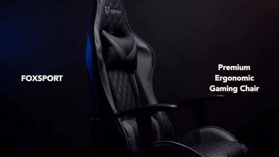 FOXSPORT Game Stoel - Gaming Stoel - Gaming Chair - Bureaustoelen - Bureaustoel Met Nekkussen & Verstelbaar Rugkussen - Instelbare Zithoogte - Gaming Accesoires - Met beensteunen - Wit/Zwart