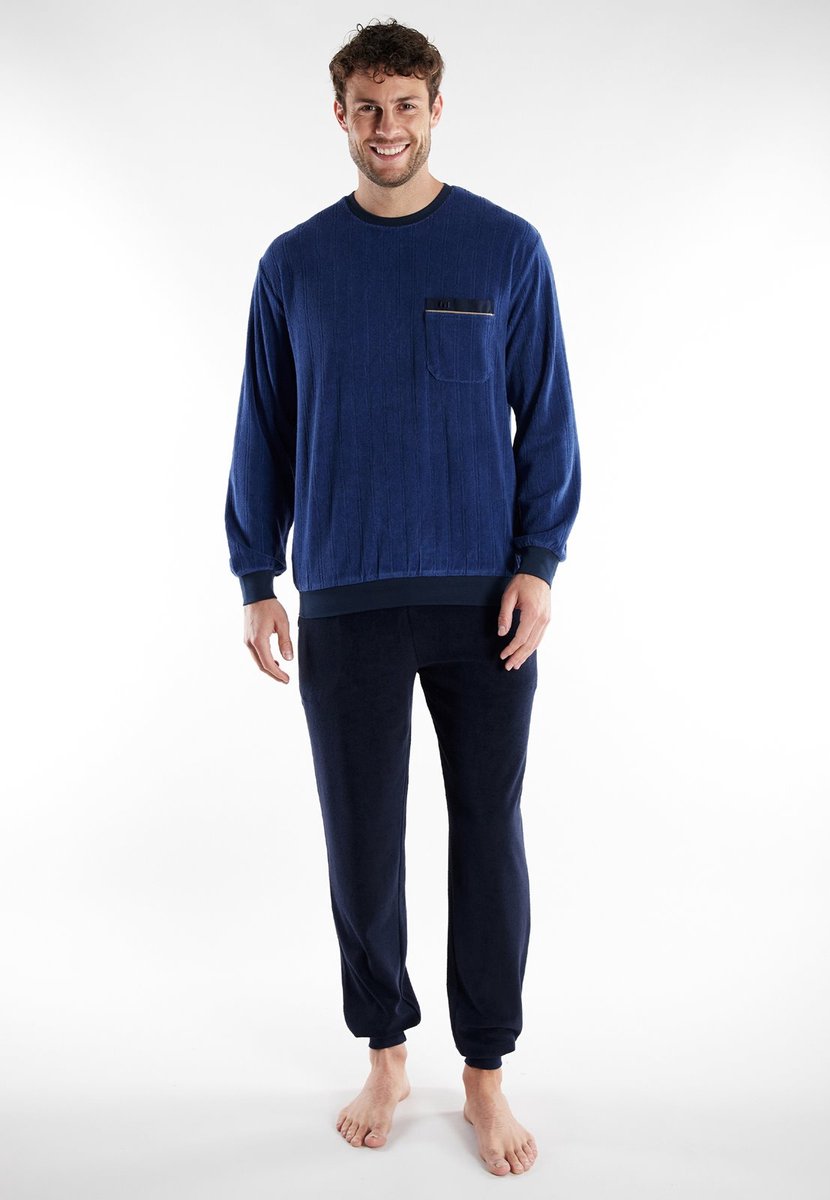 Götzburg - Premium badstof heren pyjama - Winter - Blauw- Maat XXL