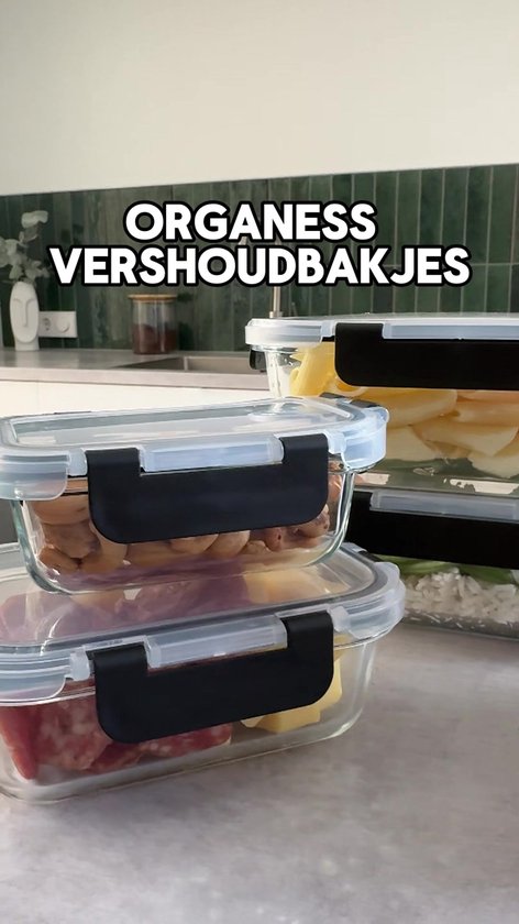 Boîtes de préparation de repas Organess - Boîtes de conservation - Boîtes de congélation - 10 pièces - 5x1040ML & 5x 370ML - Sans BPA - Glas - Couvercle sans BPA