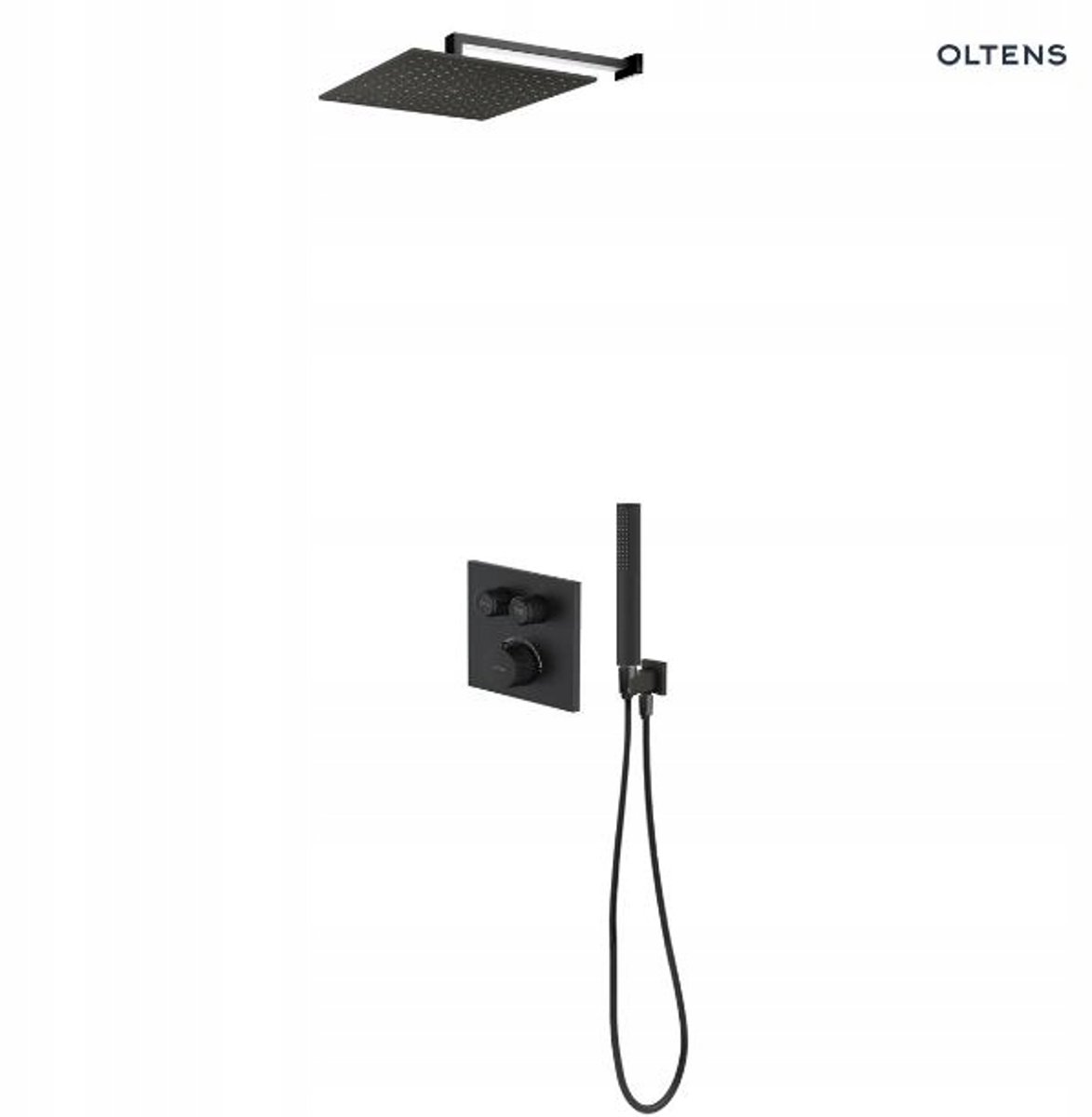 Oltens Onega S Thermostatische Inbouw Doucheset met Zwarte Regendouche 22x22