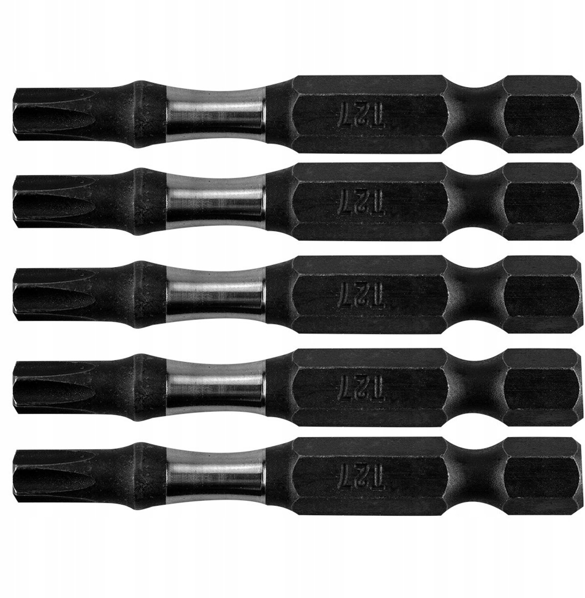 5x 50 mm Torx T27 slagbit S2 staal 1/4" bitset