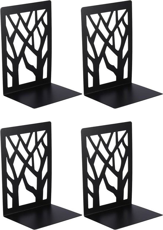 Foto: Boekensteun 4 stuks luxe boekensteunen boekenstandaard met antislip boekenhouder boekenhouder strak design zwart sterk metaal 4 stuk