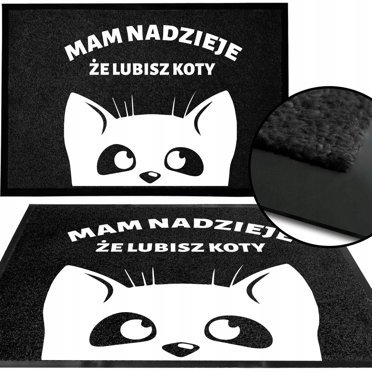 Zwarte Deurmat 40x60cm - 'Ik hoop dat je van katten houdt'