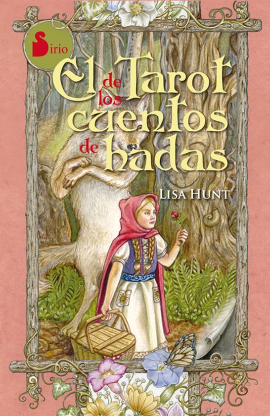 De kaft van het boek 'El Tarot de los Cuentos de Hadas' toont Roodkapje met een roos, naast een wolf, met de titel in het Spaans.