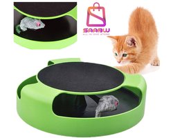 Interactief kattenspeelgoed met muis en krabmat – Kattenwiel – Antislip onderkant – Kattenspeelgoed – Duurzaam plastic en vilt – Cat Toys Intelligence –08363