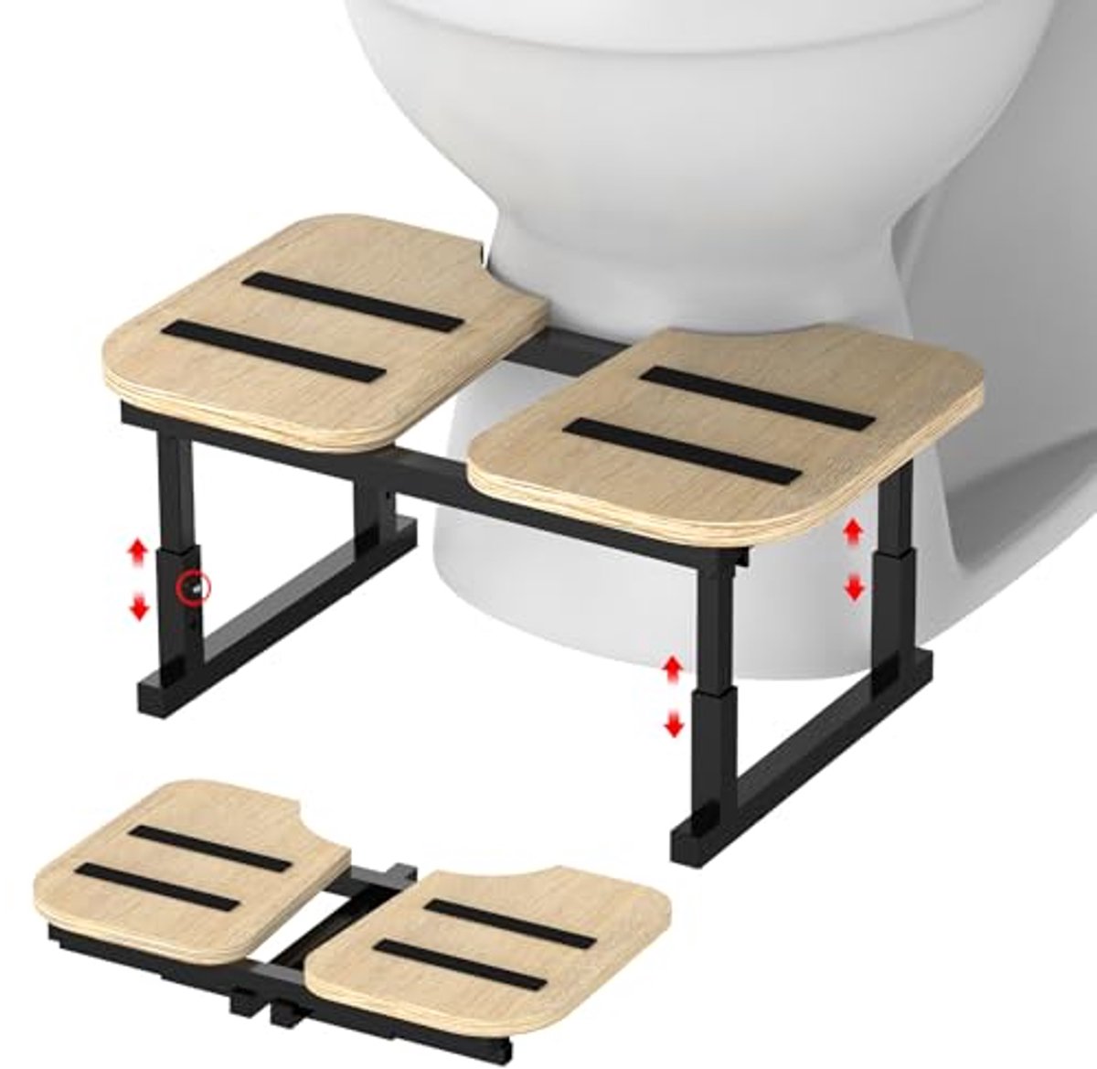 Toiletkruk voor volwassenen - Houten voetenbank met antislip basis voor optimale zithouding