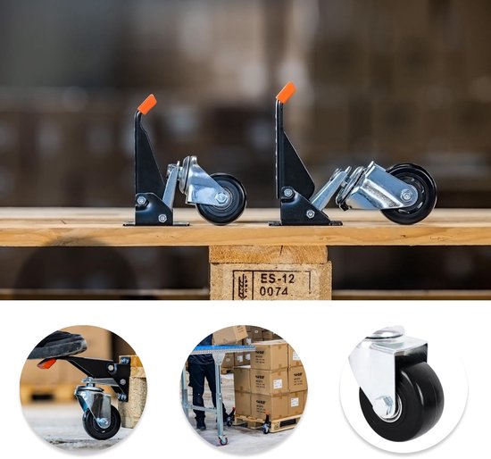 QWORK® 4 stuks hefwielen 75 mm, zware meubelwielen met verstelbare stelvoet, draagvermogen 90 kg per rol, voor huishouden en industrie