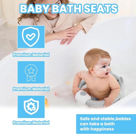 Badzitje - Badstoel - Baby Badzitje - Baby Badstoel - Badring - Anti Slip - Grijs - Tot 6 maanden van Merkloos — afbeelding 5