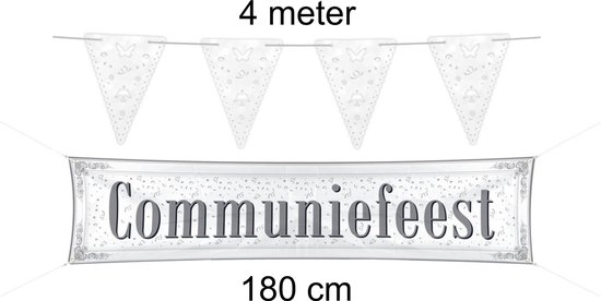 verwerken Kapper Sterkte Communie feestpakket | Versiering voor communiefeest | Banner en  vlaggenlijn | Pakket | bol.com