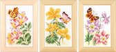 Miniatuur kit Bloemen en vlinders set van 3 - Vervaco - PN-0156498