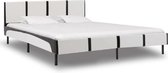 Bedframe Zwart Wit 160x200 cm Kunstleer (Incl LW Anti kras Vilt) - Bed frame met lattenbodem - Tweepersoonsbed Eenpersoonsbed