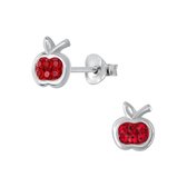 Joy|S - Zilveren appel oorbellen kristal rood siam 6 x 7 mm