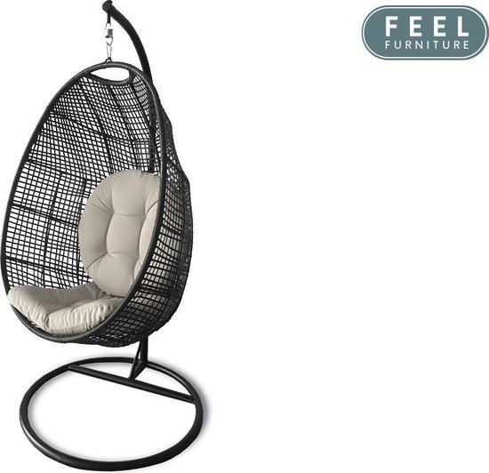 Feel Furniture - Egg-chair - Beige/donkerbruin | bol.com
