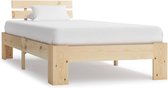 Bedframe Bruin GrenenHout 100x200 cm (Incl LW Anti kras Vilt) - Bed frame met lattenbodem - Tweepersoonsbed Eenpersoonsbed