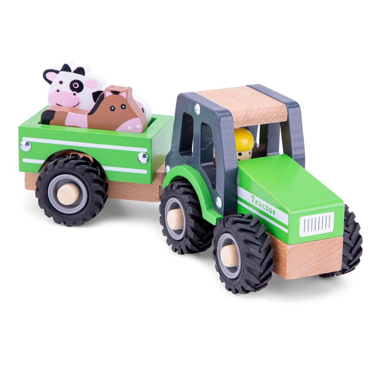New Classic Toys Houten Tractor met Aanhanger en Dieren - Groen | bol.com