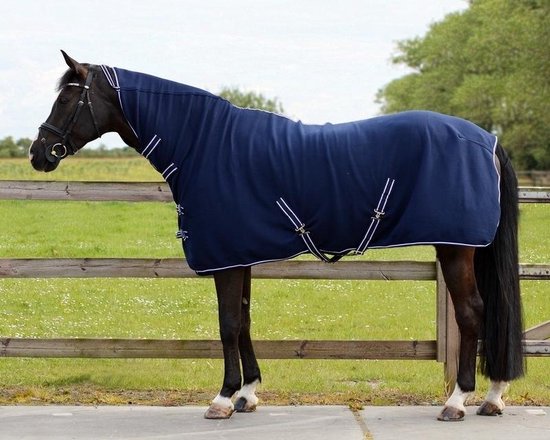 Couverture Polaire Équine Avec Cache-Cou - 240 G/m² - Pour Chevaux, Absorption Transpiration