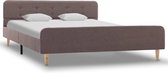 Bedframe Taupe Stof 160x200 cm (Incl LW Anti kras Vilt) - Bed frame met lattenbodem - Tweepersoonsbed Eenpersoonsbed