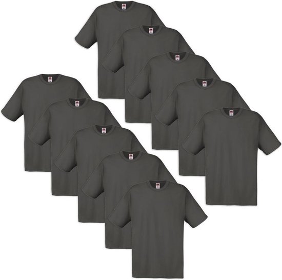 10 Fruit of the Loom Original T-shirt 100% coton graphite XL