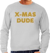 Foute Kersttrui / sweater - x-mas dude - goud / glitter - grijs - heren - kerstkleding / kerst outfit 2XL (56)