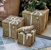 Riviera Maison Rieten Manden Set Kerst - Rustic Rattan Pretty Present Basket - Naturel - Set 3 Stuks