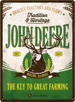 John Deere The Key To Great Farming Metalen Bord - 30 x 40 cm