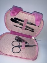 roze manicure set etui/pocket