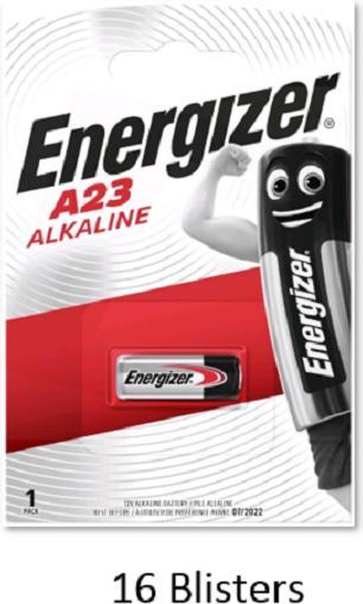 16 stuks (16 blisters a 1 stuk) Energizer Alkaline LR23 / A23 batterij 12v 55 mAh