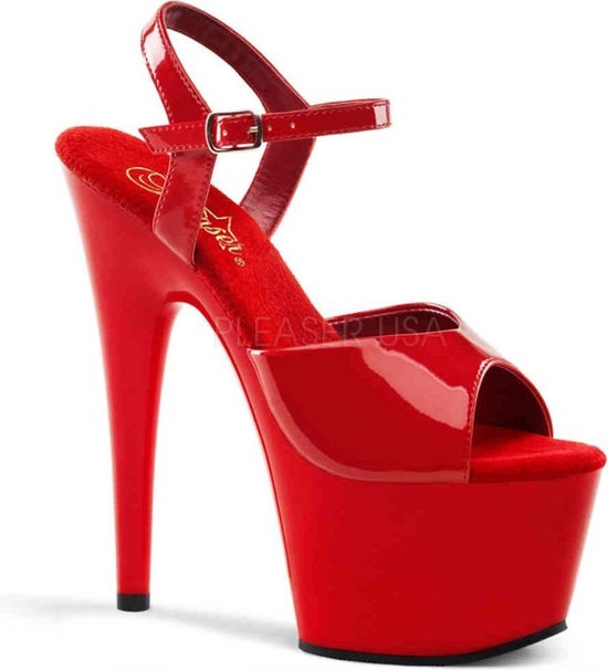Pleaser - ADORE-709 Sandaal met enkelband, Paaldans schoenen - Paaldans schoenen - 45 Shoes - Rood
