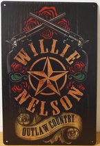 Willie Nelson Country Rebel Reclamebord van metaal METALEN-WANDBORD - MUURPLAAT - VINTAGE - RETRO - HORECA- BORD-WANDDECORATIE -TEKSTBORD - DECORATIEBORD - RECLAMEPLAAT - WANDPLAAT