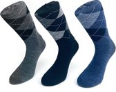 3 paar Meisterhome® Thermo Diabetes sokken 100% badstof in de kleuren zwart- grijs- jeans 39-42