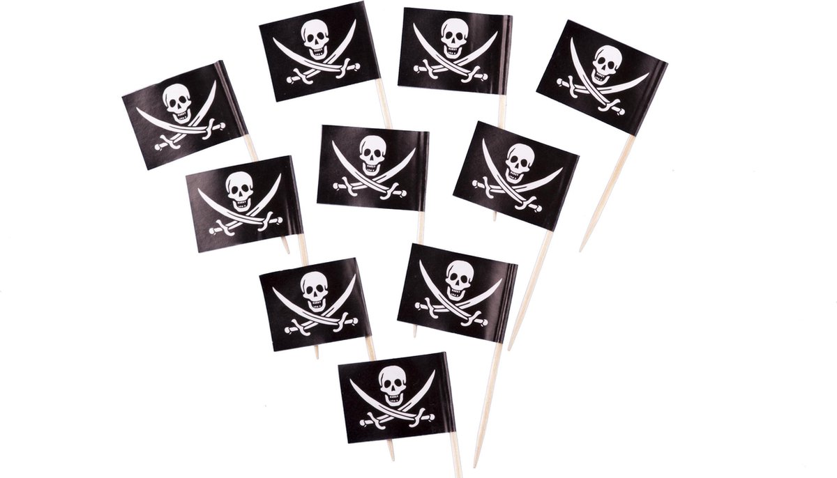 Piratenvlag |20 stuks|cupcake - cupcake decoratie - cupcake versiering - cupcake toppers - taart decoratie - taartversiering