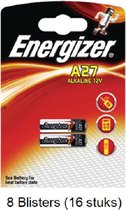 16 stuks (8 blisters a 2 stuks) Energizer Alkaline LR27 / A27 12v