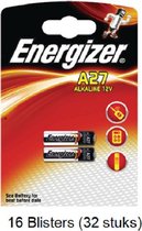 32 stuks (16 blisters a 2 stuks) Energizer Alkaline LR27 / A27 12v