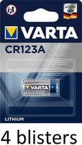 4 stuks (4 blisters a 1 st) Varta CR123A Wegwerpbatterij Lithium