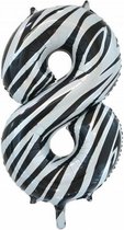 Wefiesta Folieballon Cijfer 8 Zebra 86 Cm Zwart/wit