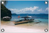 Tuinposter –Boot in de Filipijnen– 150x100 Foto op Tuinposter (wanddecoratie voor buiten en binnen)