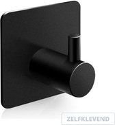 Handdoekhaak zwart zelfklevend - set van 2 - rvs - vierkant
