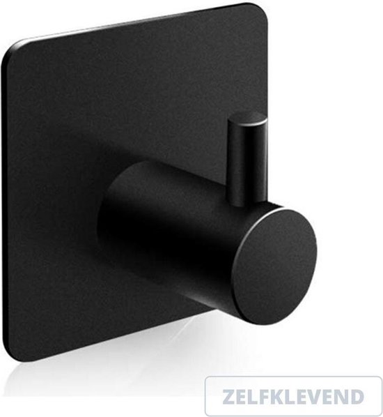 Handdoekhaak zwart zelfklevend - set van 2 - rvs - vierkant | bol.com
