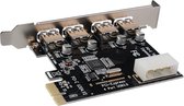 WiseGoods Premium PCIe Kaart met 4 Poorts USB 3.0 - 4 Port USB 3.0 - PCI-E - PCI Express - Computer - PC - Plug and Play