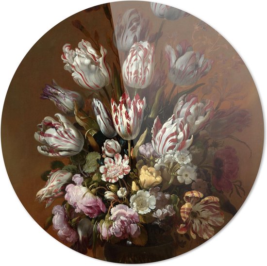 Stilleven met bloemen | Hans Bollongier  | Rond Plexiglas | Wanddecoratie | 40CM x 40CM | Schilderij | Oude meesters | Foto op plexiglas